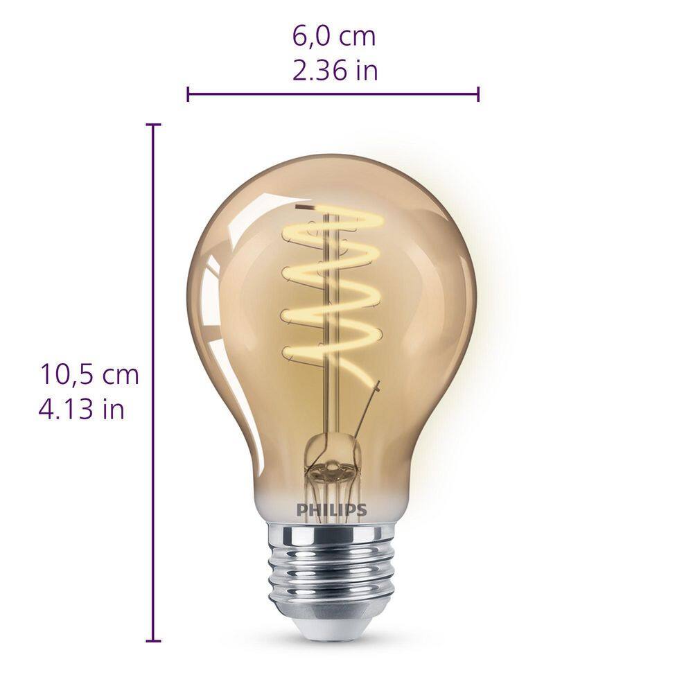 Amber Glass Dimmable Vintage LED A19 Light Bulb