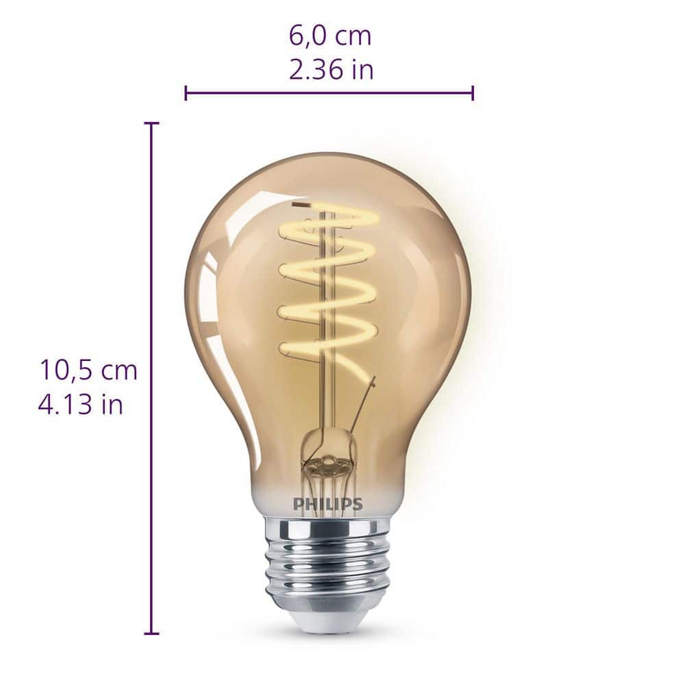 Amber Glass Dimmable Vintage LED A19 Light Bulb