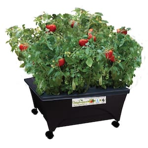 24.5 in. x 20.5 in. Patio Raised Garden Bed Kit with Hydroponic Watering System and Casters in Black