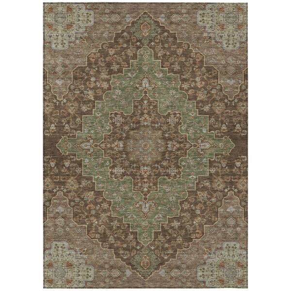 Chantille Machine Washable Indoor/Outdoor Abstract ACN2486 Chocolate 10 ft. x 14 ft. Area Rug