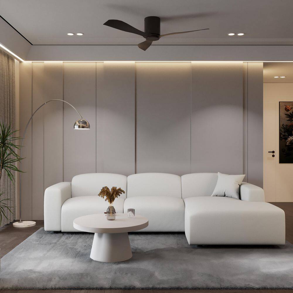 Whisper 39.37 in. Square Arm 4-Piece Linen Fabric Modular Sectional Sofa in 4-Seater Beige with Ottoman Conversation Set