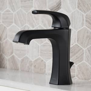 Esta Single Hole Single-Handle Basin Bathroom Faucet with Lift Rod Drain in Matte Black