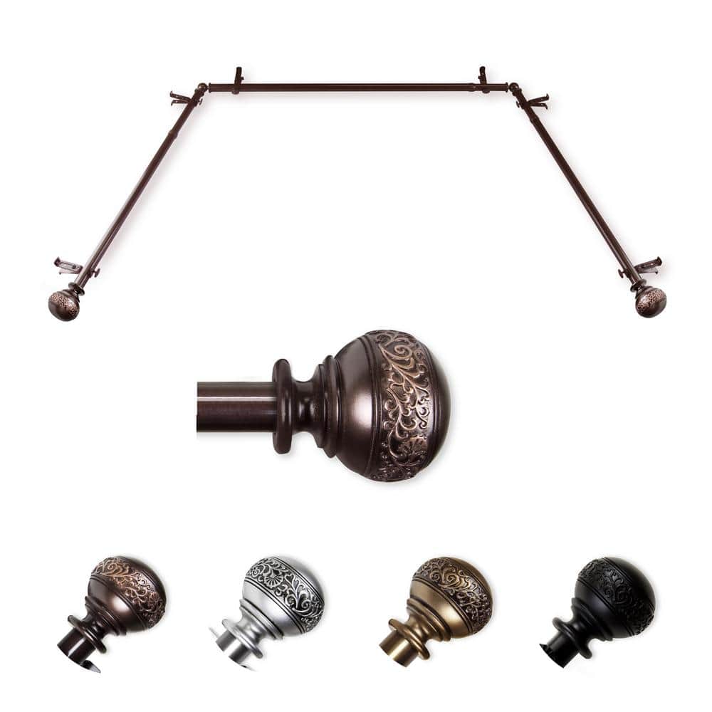 "13/16"" Dia Adjustable 20""-36"", 38""-72"" Bay Window Curtain Rod with Douglas Finials in Cocoa" price history on PriceWatchPro