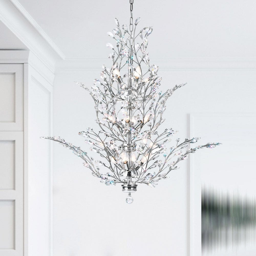 Ivy 40'' Chrome and Crystal 18-Light Chandelier