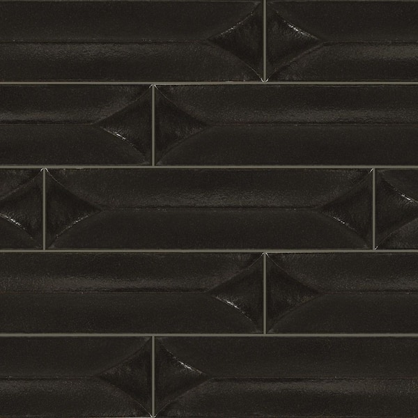 Terramater Carbone 3-1/2 in. x 15 in. Glossy Porcelain Wavy Wall Tile (8.08 sq. ft./case)