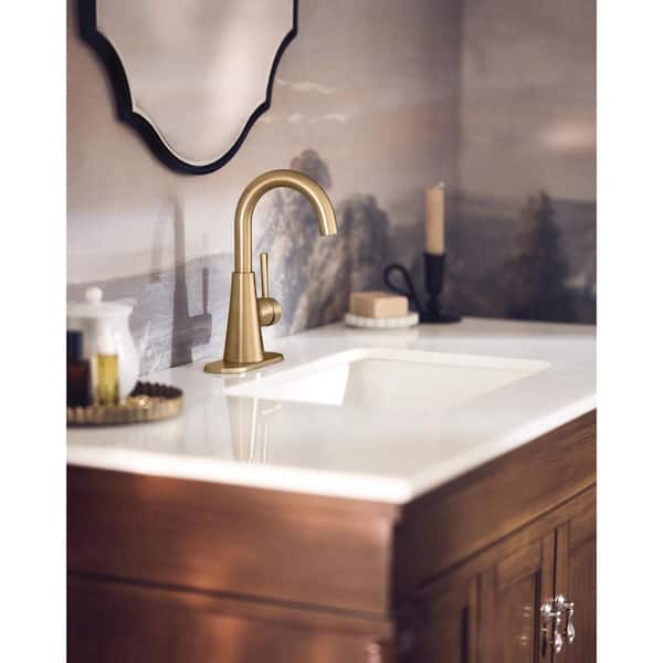 MOEN Ronan Single Hole Single-Handle Curved Bathroom Faucet in