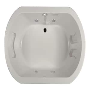 ANZA 60 in. x 42 in. Oval Whirlpool Bathtub with Center Drain in Oyster