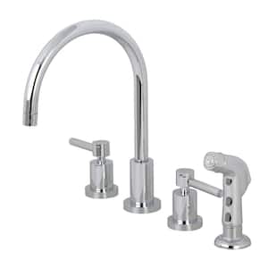 Concord 2-Handle Deck Mount Widespread Kitchen Faucets with Plastic Sprayer in Polished Chrome