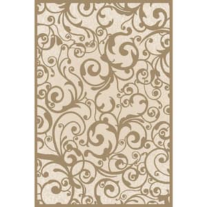 Pisa Ivory 5 ft. x 7 ft. Contemporary Scroll Area Rug