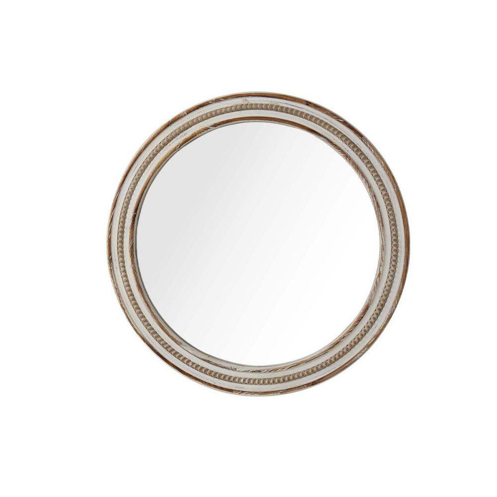 23.62 in. W x 23.62 in. H Round Wood Framed Wall Bathroom Vanity Mirror in White price history on PriceWatchPro