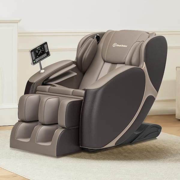 Favor-BS06 Brown color heated Full Body Massage Chair with faux leather zero gravity mode and Bluetooth music player