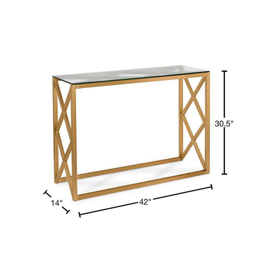 Gold and Glass Geometric X Hallway Table