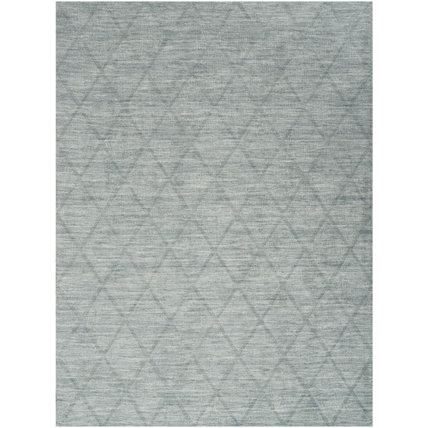 Nourison Wool Haven Blue 5 ft. x 7 ft. Diamond Contemporary Area Rug