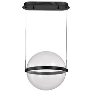 Arvada 39-Watt 1-Light Matte Black Integrated LED Pendant Light with Silk Screened Acrylic Shade