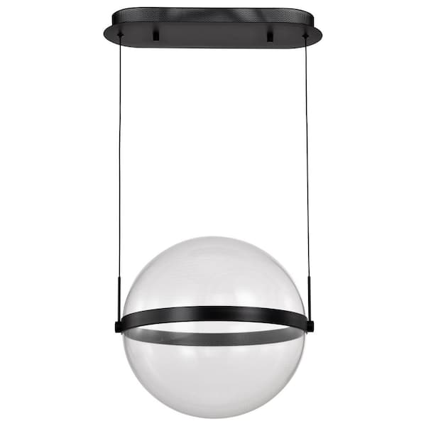 Arvada 39-Watt 1-Light Matte Black Integrated LED Pendant Light with Silk Screened Acrylic Shade