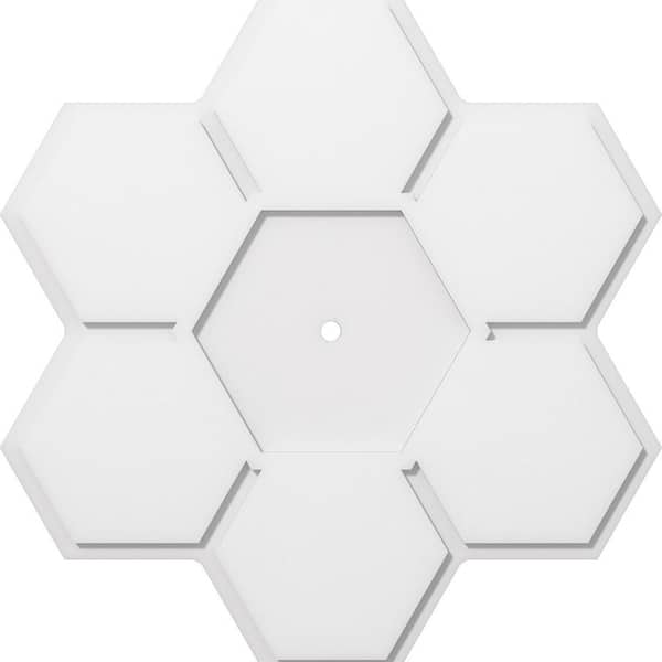 Ekena Millwork 1 in. P X 11-3/4 in. C X 34 in. OD X 1 in. ID Daisy Architectural Grade PVC Contemporary Ceiling Medallion