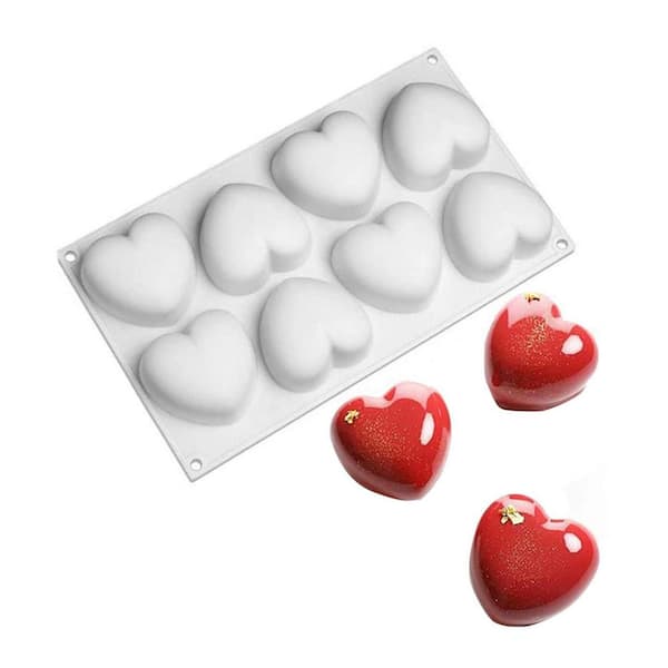 3D Heart Silicone Baking Mold Food Grade Nonstick for Mousse Cake Candy Pastry Chocolate Cupcake Jelly 8-Cavity