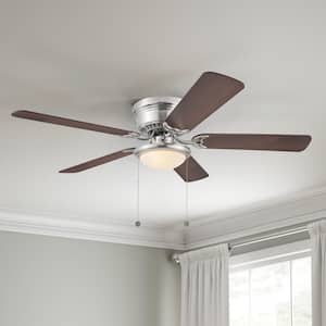Hugger 52 in. LED Indoor Brushed Nickel Ceiling Fan with Light Kit