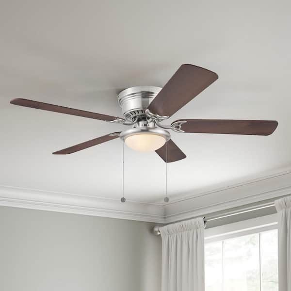 Hampton Bay Hugger 52 in. LED Indoor Brushed Nickel Ceiling Fan with Light Kit