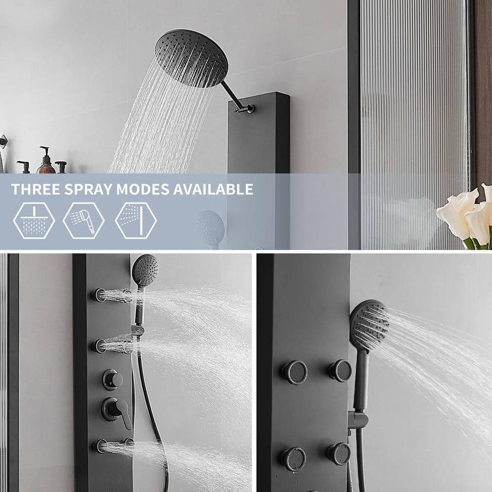Matte Black 60.55'' Shower Panel with Adjustable Head and Jets