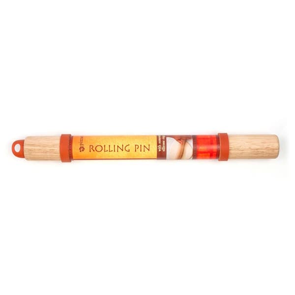 pizzacraft Wood Rolling Pin with Silicone Dough Rings