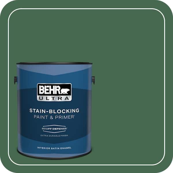 BEHR ULTRA 1 gal. #M410-7 Perennial Green Extra Durable Satin Enamel Interior Paint & Primer