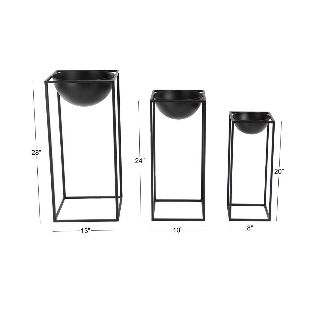 Set of 3 Black Iron Modern Plant Stands
