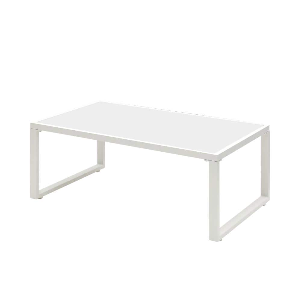 Anvil 39.5 in. White Aluminum Rectangular Outdoor Coffee Table Patio ...