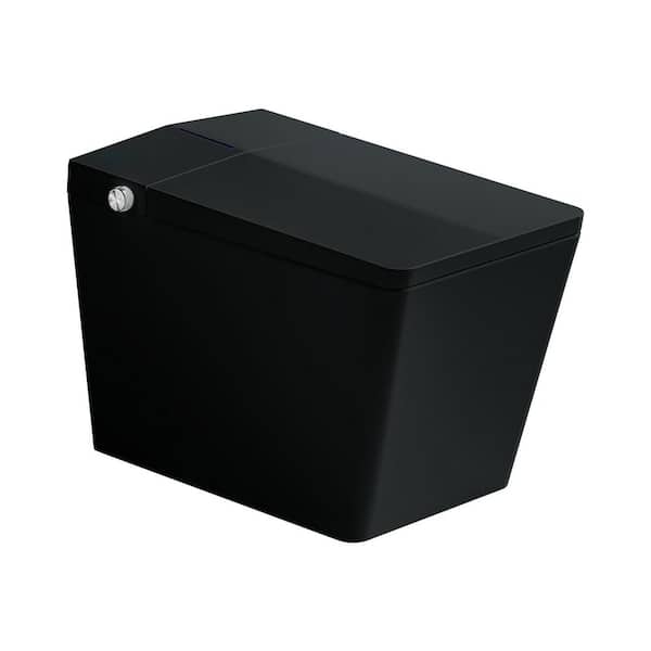 Luxury Square Smart Bidet Toilet 1.28 GPF in Black with Auto Lid Open, Foot Sensing Flush and Seat Lift