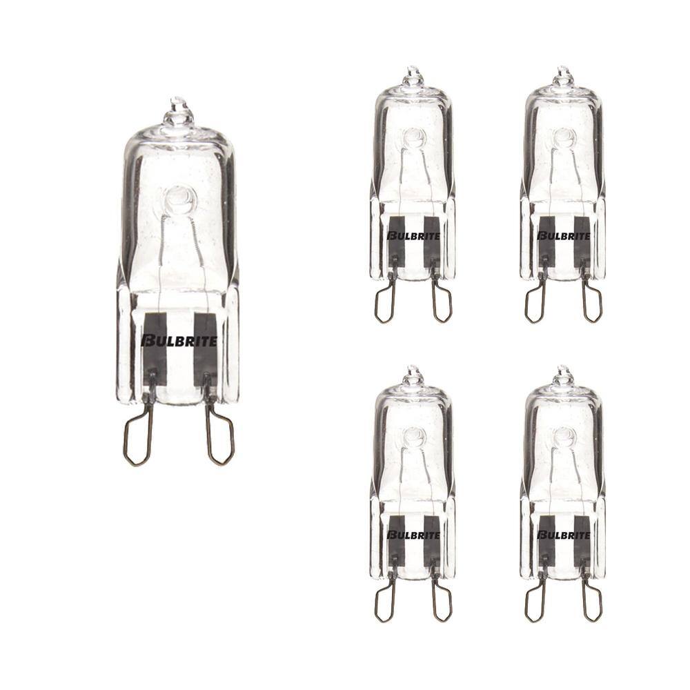 Clear 100W Dimmable T4 Halogen Bi-Pin Bulbs, Pack of 5