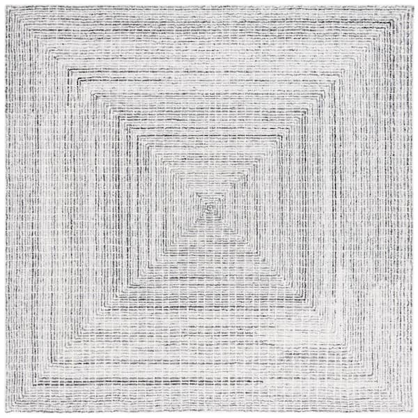 SAFAVIEH Abstract Black/Ivory 6 ft. x 6 ft. Contemporary Marle Square Area Rug