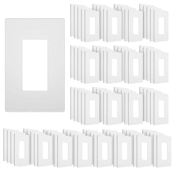 1-Gang White Screwless Standard Size Polycarbonate Wall Plate (100-Pack)
