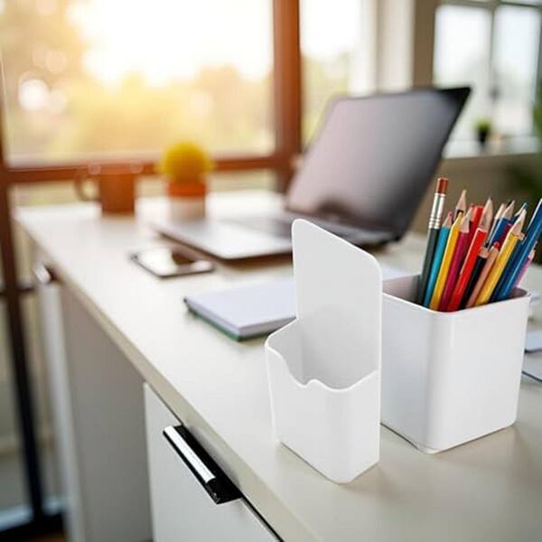 Aoibox Magnetic Pen Holder White Plastic Organizer Cup for Desk