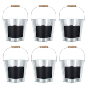 Project Craft Galvanized Metal Bucket w/ Chalkboard Label, Indoor and Outdoor Crafts and Decor, 6in. H x 7in. W (6-Pack)