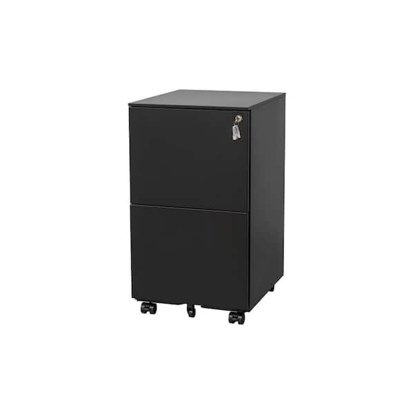 The Container Store 2-Drawer Locking Filing Cabinet Matte Black, 16-1/4 x 15-5/8 x 28-15/16 H