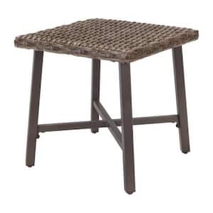 Rock Cliff 18 in. x 18 in. Steel Outdoor Side Table with Wicker Top