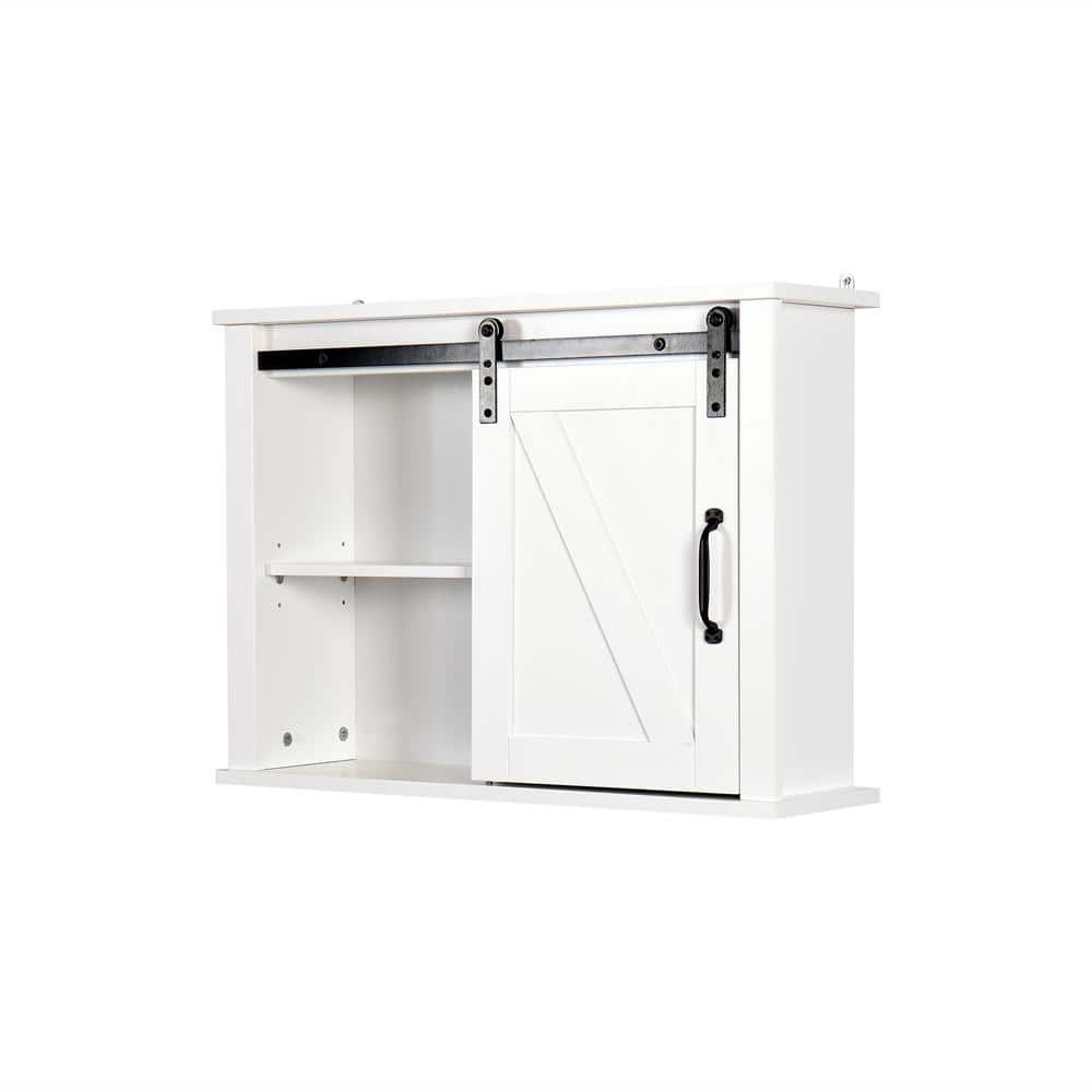 27.16 in. W x 7.8 in. D x 19.68 in. H White Linen Cabinet Bathroom Storage