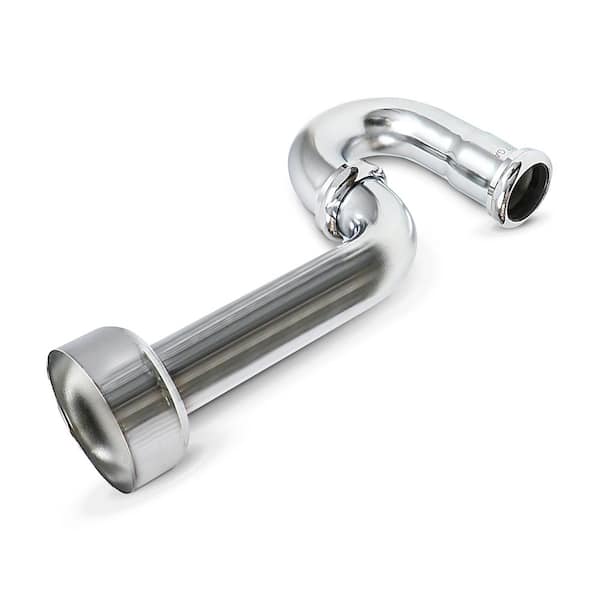 PLUMBFLEX 1-1/2 in. P-Trap with Box Escutcheon for Tubular Drain Applications, 17GA Chrome Plated Brass