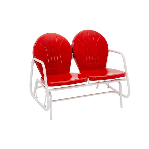 JACK-POST 42 in. Retro 2 Seated Red Steel Outdoor Glider