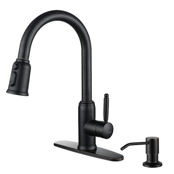 Arcora Single Handle Pull Out Sprayer Kitchen Faucet Deckplate Included With Soap Dispenser In 3120