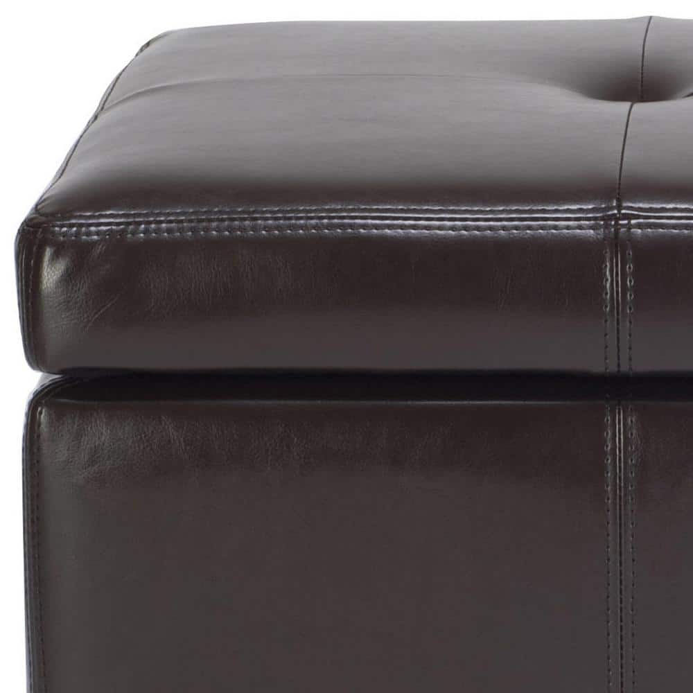 Maiden Black Faux Leather Tufted Storage Bench