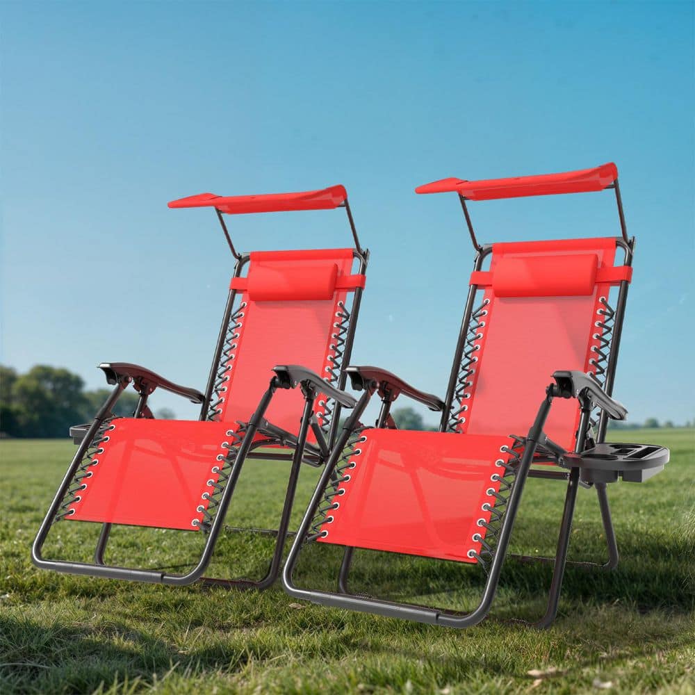 MoNiBloom (Set of 2) Patio Zero Gravity Chair with Cup Holding