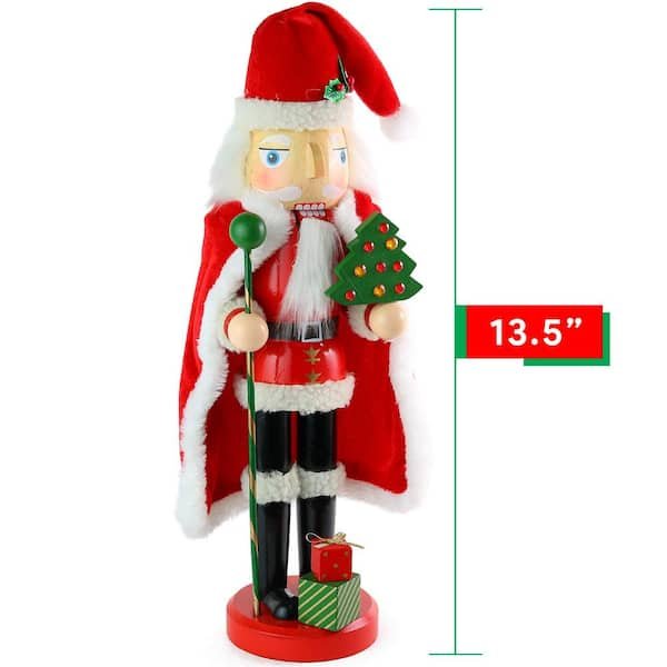 ORNATIVITY 13.5 in. Wooden Santa Nutcracker Holiday Nutcracker