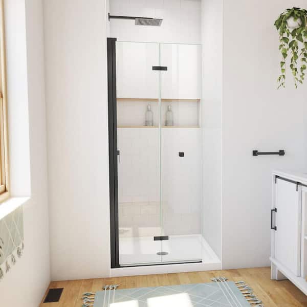 DreamLine Aqua-Q Fold 32 in. Lx32 in. Wx74 3/4 in. H Alcove Shower Kit with Bi Fold Frameless Shower Door and Shower Pan, SB/W