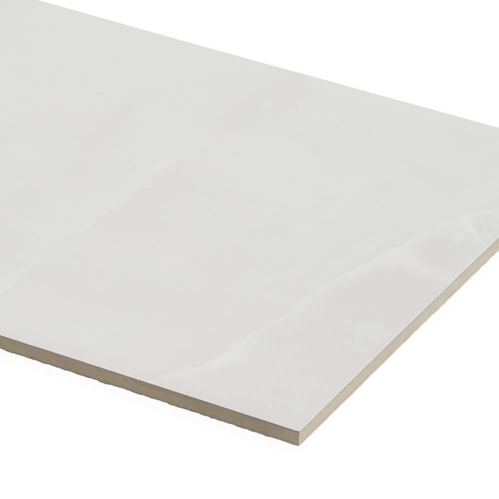 Saroshi 12" x 24" Matte White Porcelain Marble Look Tile
