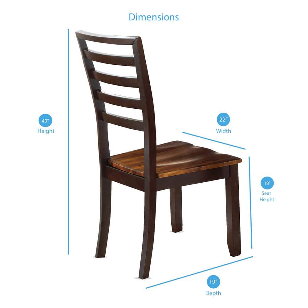 Brown Wood and Metal Ladderback Side Chair Set