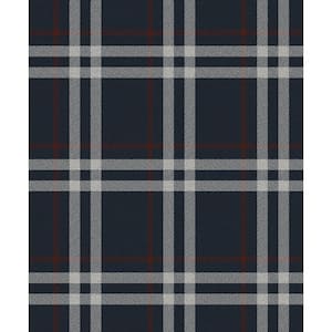 Blue and Red Calverlay Plaid Vinyl Peel and Stick Wallpaper Roll (31.35 sq. ft.)