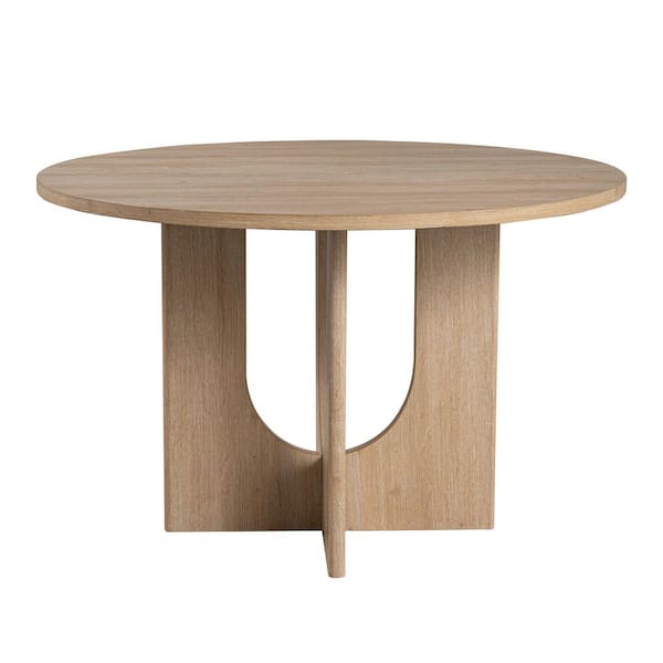 Quill Modern Natural Wood Top 47.3 in. Pedestal Base Round Small Space Dining Table (Seats 4)