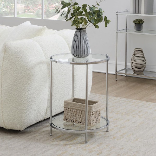 Royal Crest 18 in. Chrome Standard Height Round Glass Top End Table