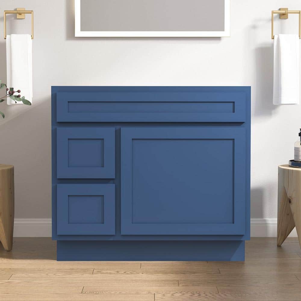 Blue 36" Shaker Style Single Bathroom Vanity Base